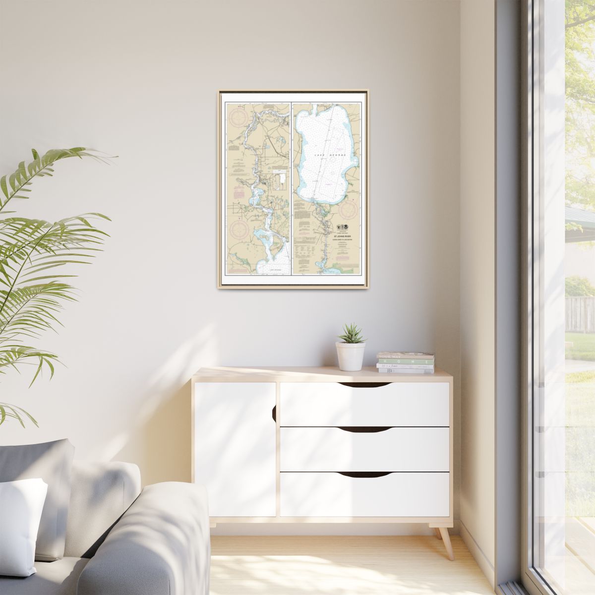 Chart 11495 St. Johns River Dunns Creek to Lake Dexter - NOAA Nautical Chart Floating Frame Canvas | 24" x 32" | 30" x 40" - Natural context-1