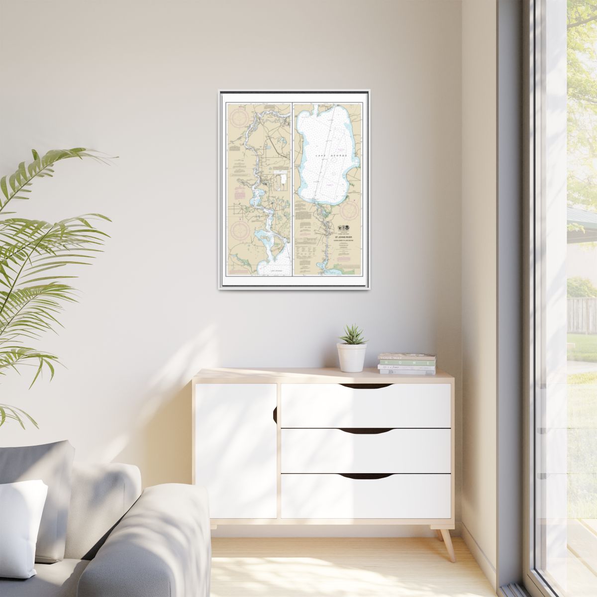 Chart 11495 St. Johns River Dunns Creek to Lake Dexter - NOAA Nautical Chart Floating Frame Canvas | 24" x 32" | 30" x 40" - White context-1