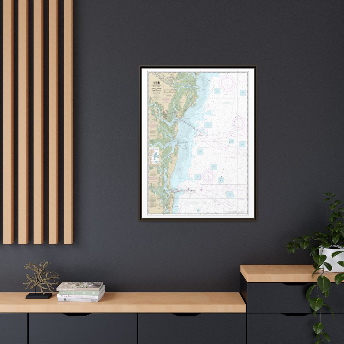 Chart 11502 Doboy Sound to Fernandina - NOAA Nautical Chart Floating Frame Canvas | 24" x 32" | 30" x 40" - Espresso context-2