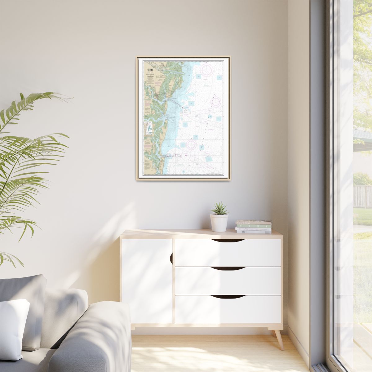 Chart 11502 Doboy Sound to Fernandina - NOAA Nautical Chart Floating Frame Canvas | 24" x 32" | 30" x 40" - Natural context-1