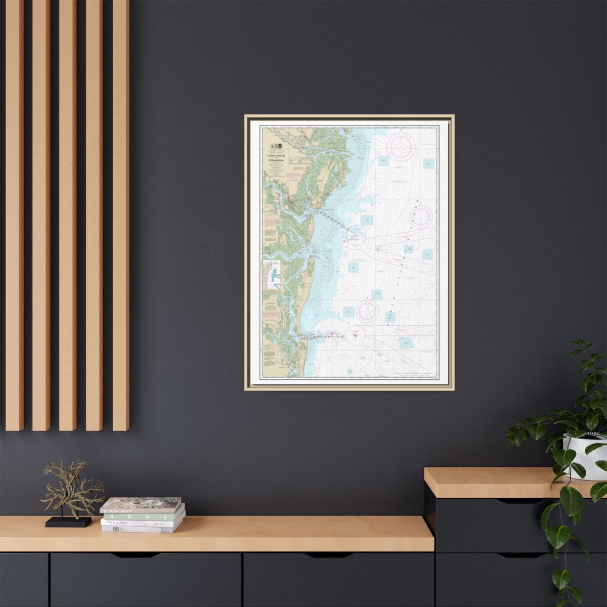 Chart 11502 Doboy Sound to Fernandina - NOAA Nautical Chart Floating Frame Canvas | 24" x 32" | 30" x 40" - Natural context-2