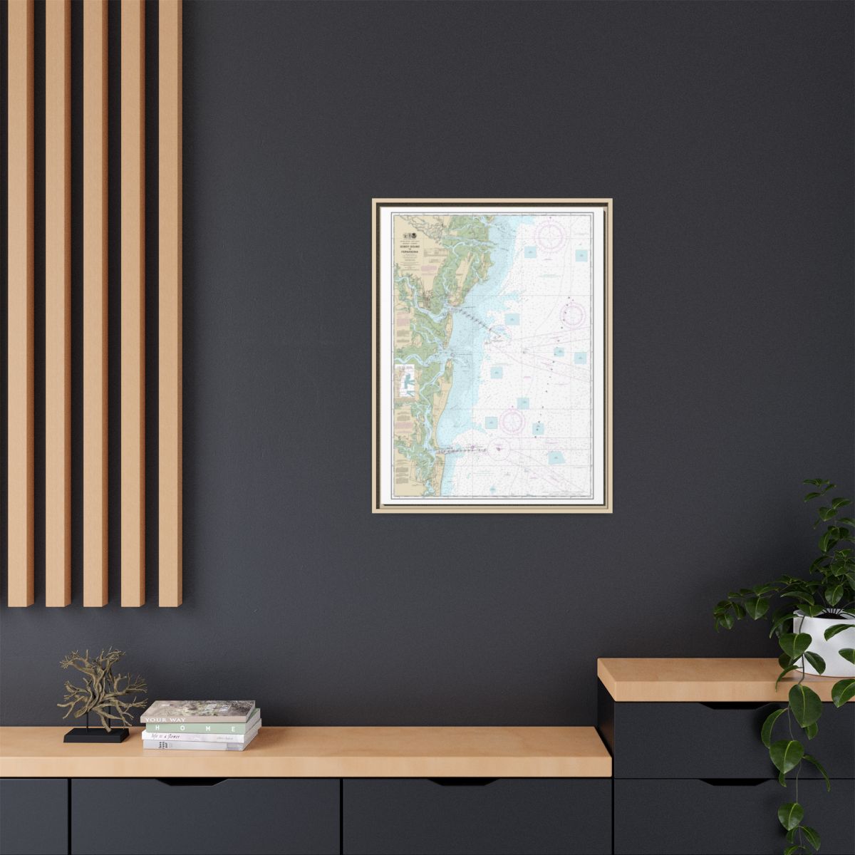 Chart 11502 Doboy Sound to Fernandina - NOAA Nautical Chart Floating Frame Canvas | 24" x 32" | 30" x 40" - Natural context-2