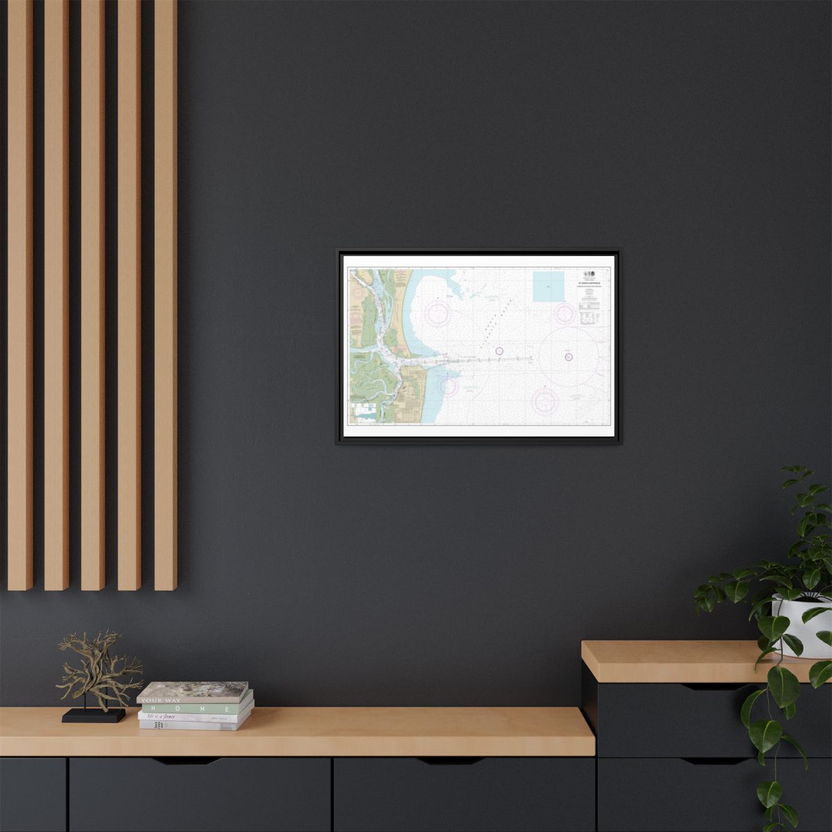 Chart 11503 St. Marys Entrance Cumberland Sound and Kings Bay - NOAA Nautical Chart Floating Frame Canvas | 30" x 20" | 36" x 24" | 48" x 32" - Black context-2