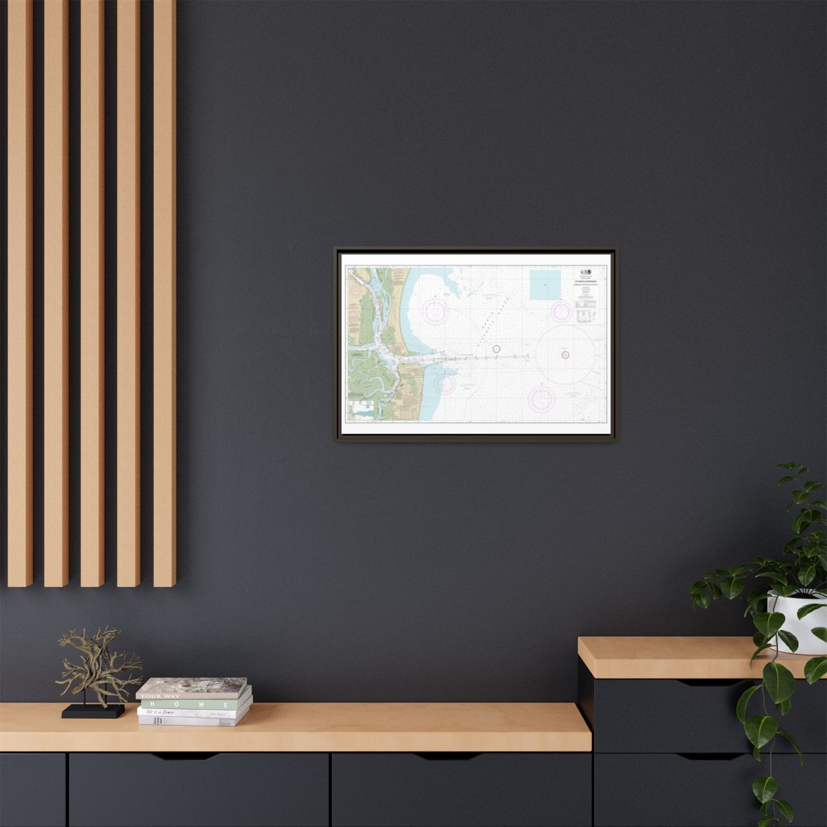 Chart 11503 St. Marys Entrance Cumberland Sound and Kings Bay - NOAA Nautical Chart Floating Frame Canvas | 30" x 20" | 36" x 24" | 48" x 32" - Espresso context-2
