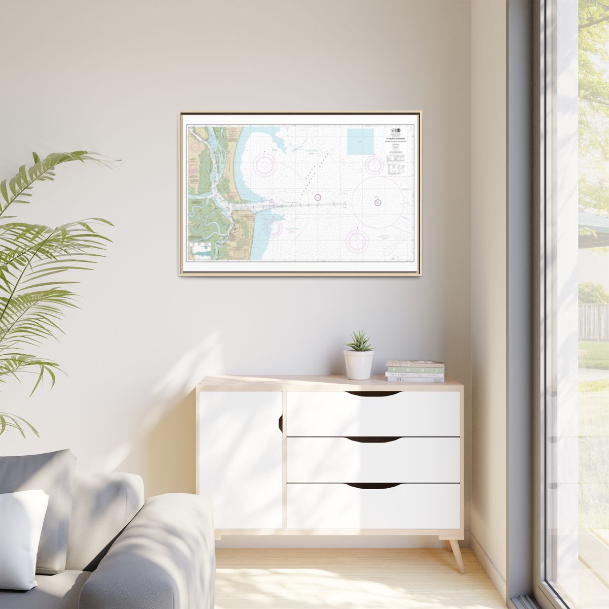 Chart 11503 St. Marys Entrance Cumberland Sound and Kings Bay - NOAA Nautical Chart Floating Frame Canvas | 30" x 20" | 36" x 24" | 48" x 32" - Natural context-1