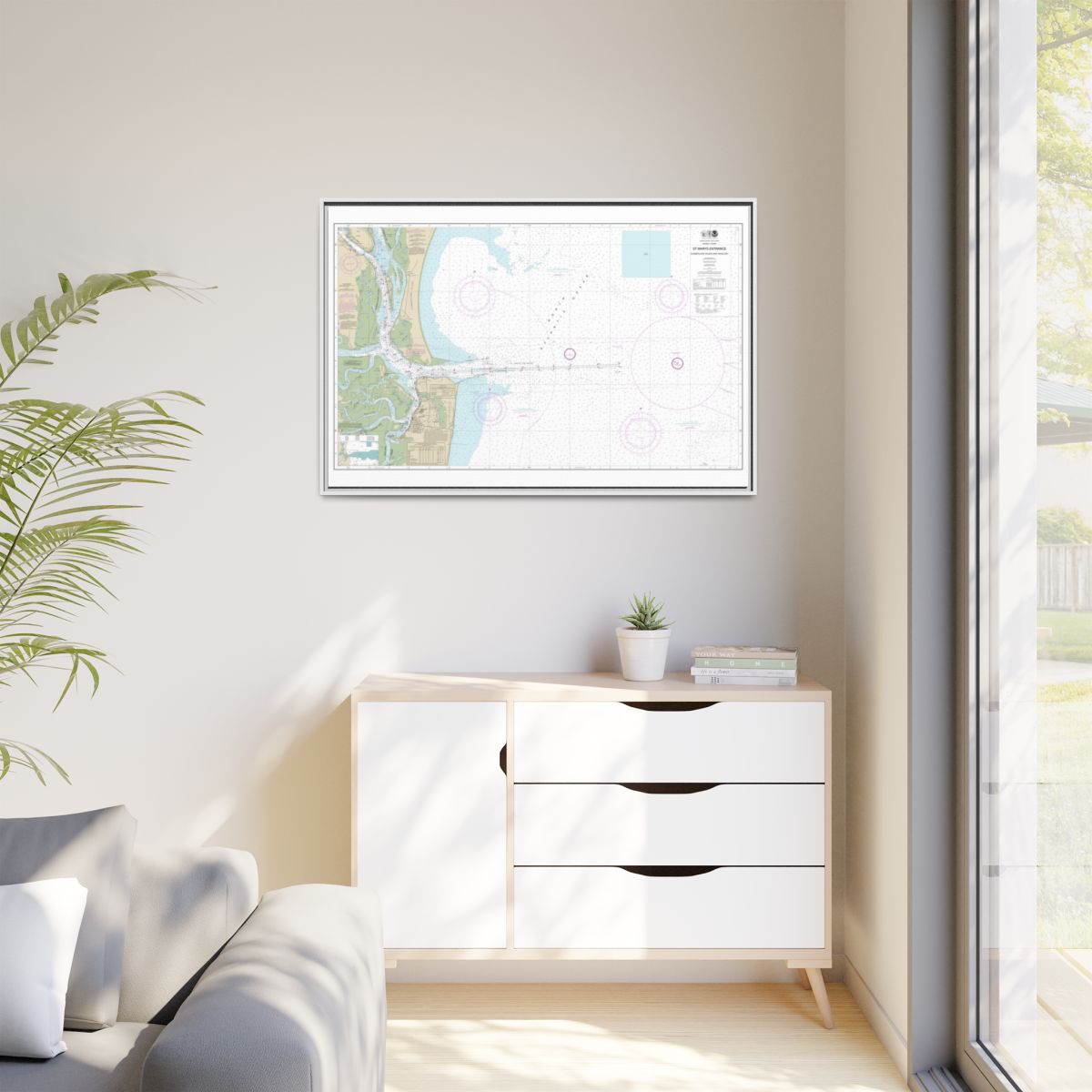 Chart 11503 St. Marys Entrance Cumberland Sound and Kings Bay - NOAA Nautical Chart Floating Frame Canvas | 30" x 20" | 36" x 24" | 48" x 32" - White context-1