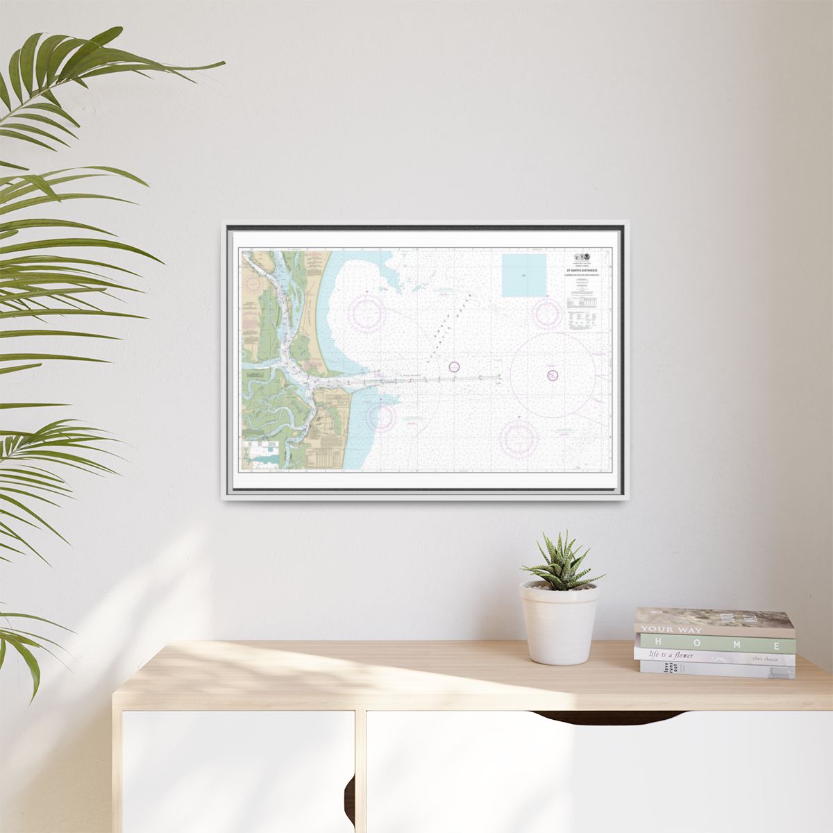 Chart 11503 St. Marys Entrance Cumberland Sound and Kings Bay - NOAA Nautical Chart Floating Frame Canvas | 30" x 20" | 36" x 24" | 48" x 32" - White context-1