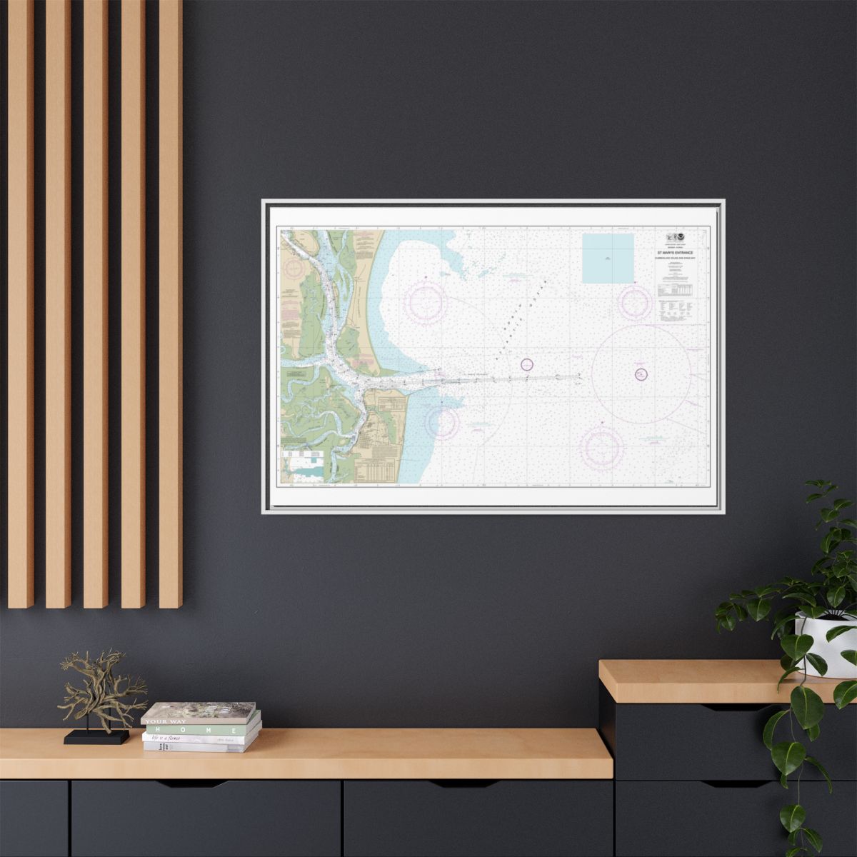Chart 11503 St. Marys Entrance Cumberland Sound and Kings Bay - NOAA Nautical Chart Floating Frame Canvas | 30" x 20" | 36" x 24" | 48" x 32" - White context-2