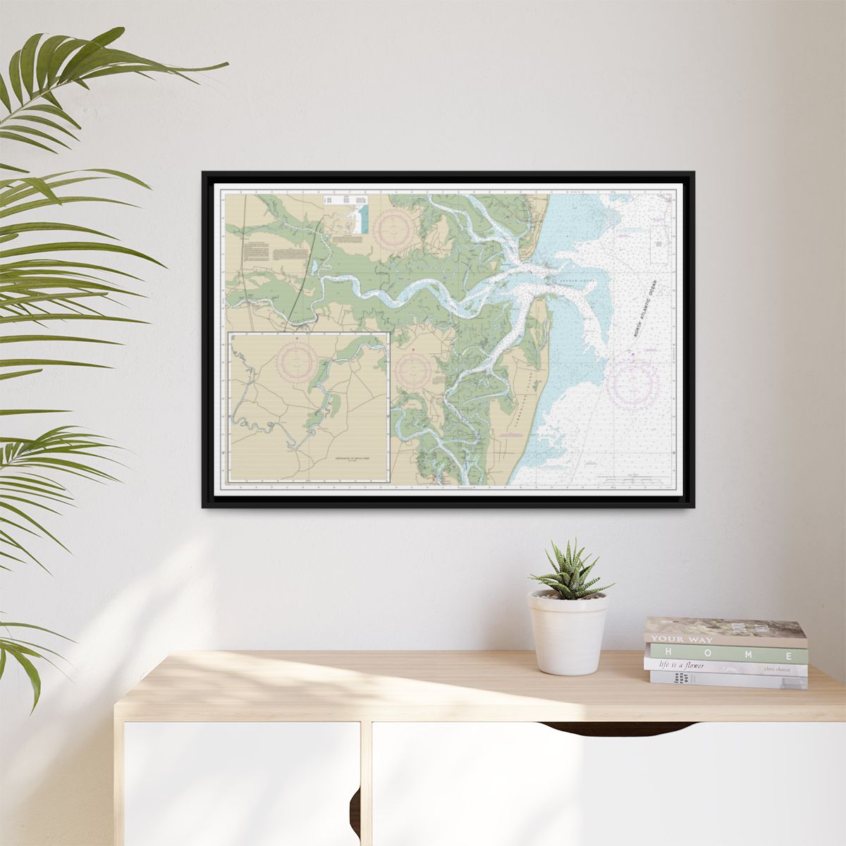 Chart 11504 St. Andrew Sound and Satilla River - NOAA Nautical Chart Floating Frame Canvas | 30" x 20" | 36" x 24" | 48" x 32" - Black context-1