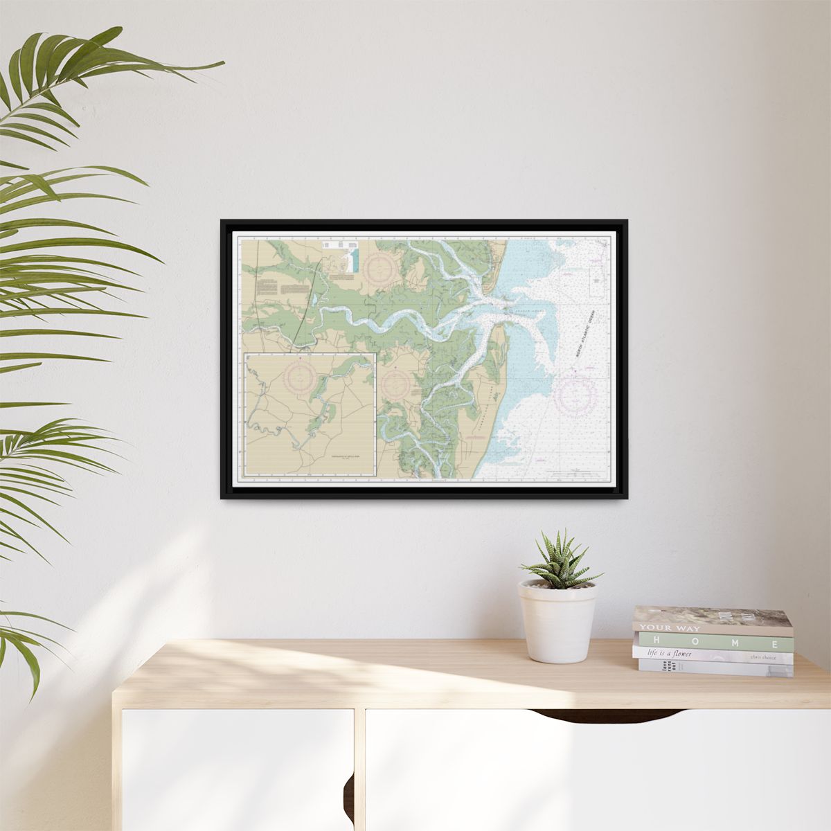 Chart 11504 St. Andrew Sound and Satilla River - NOAA Nautical Chart Floating Frame Canvas | 30" x 20" | 36" x 24" | 48" x 32" - Black context-1