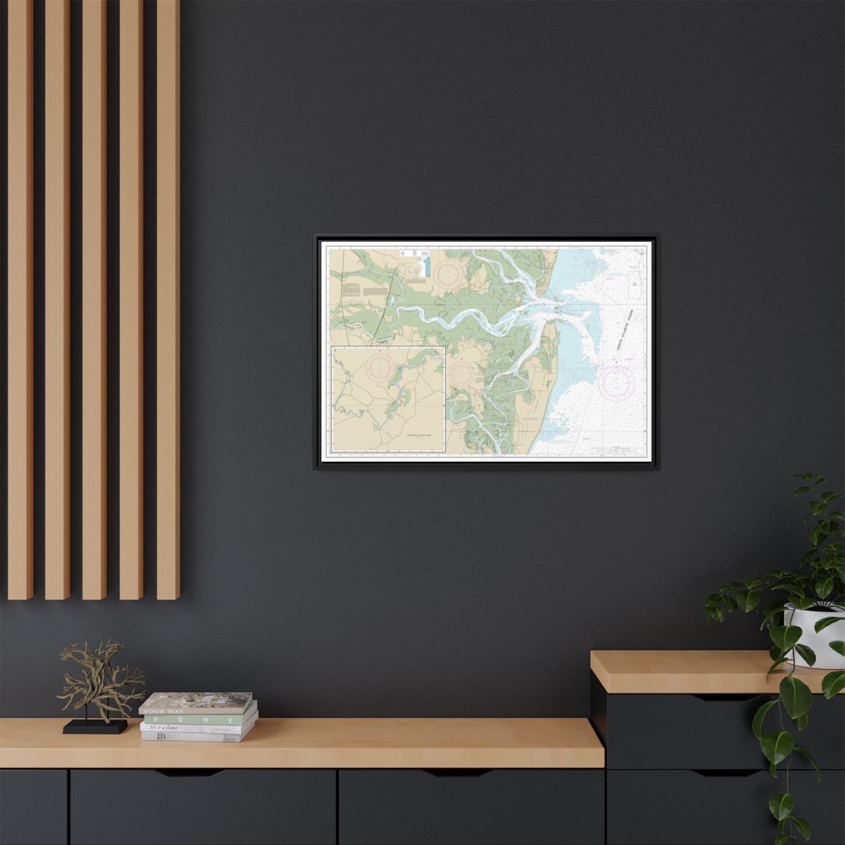 Chart 11504 St. Andrew Sound and Satilla River - NOAA Nautical Chart Floating Frame Canvas | 30" x 20" | 36" x 24" | 48" x 32" - Black context-2