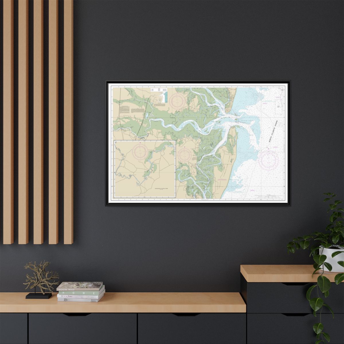 Chart 11504 St. Andrew Sound and Satilla River - NOAA Nautical Chart Floating Frame Canvas | 30" x 20" | 36" x 24" | 48" x 32" - Black context-2