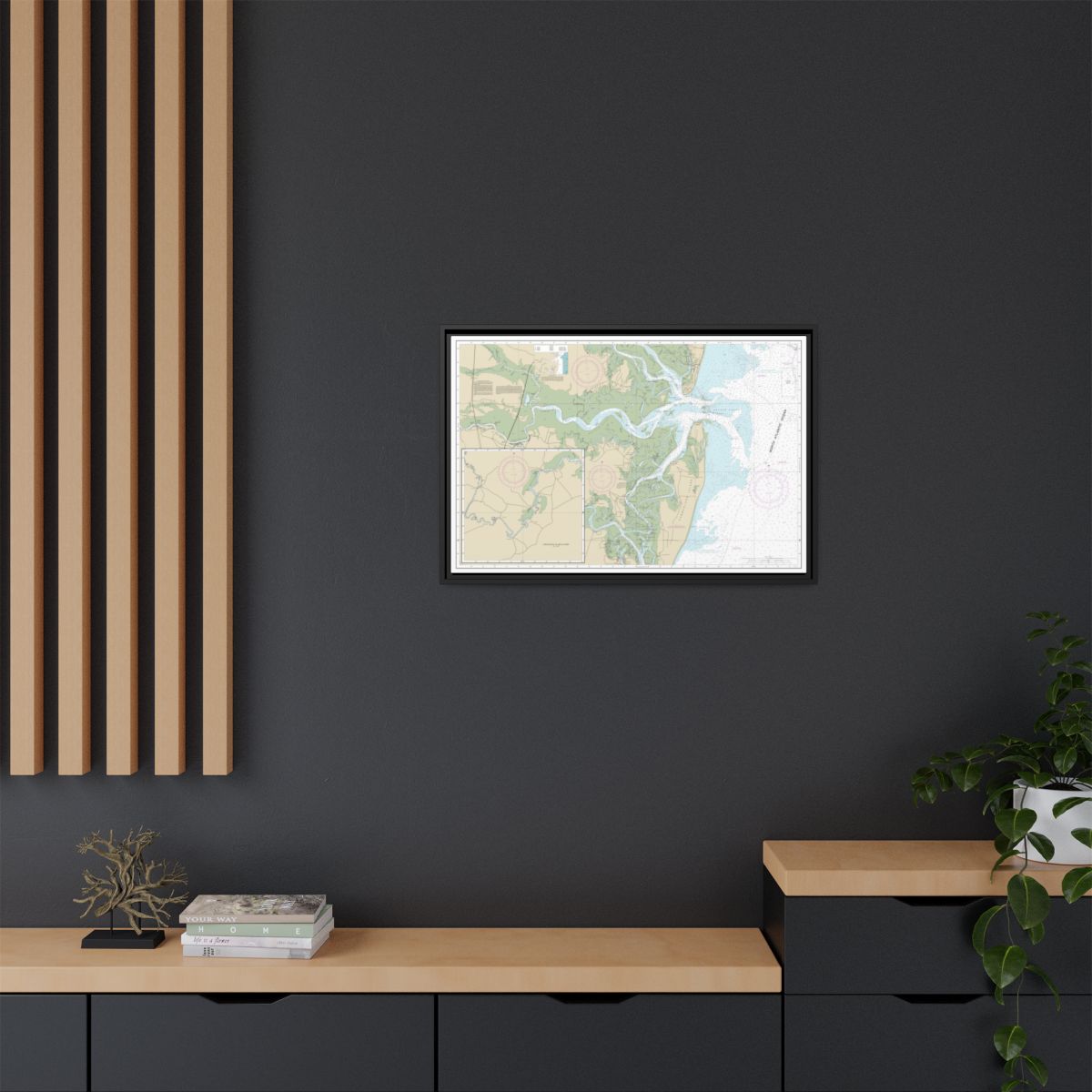 Chart 11504 St. Andrew Sound and Satilla River - NOAA Nautical Chart Floating Frame Canvas | 30" x 20" | 36" x 24" | 48" x 32" - Black context-2