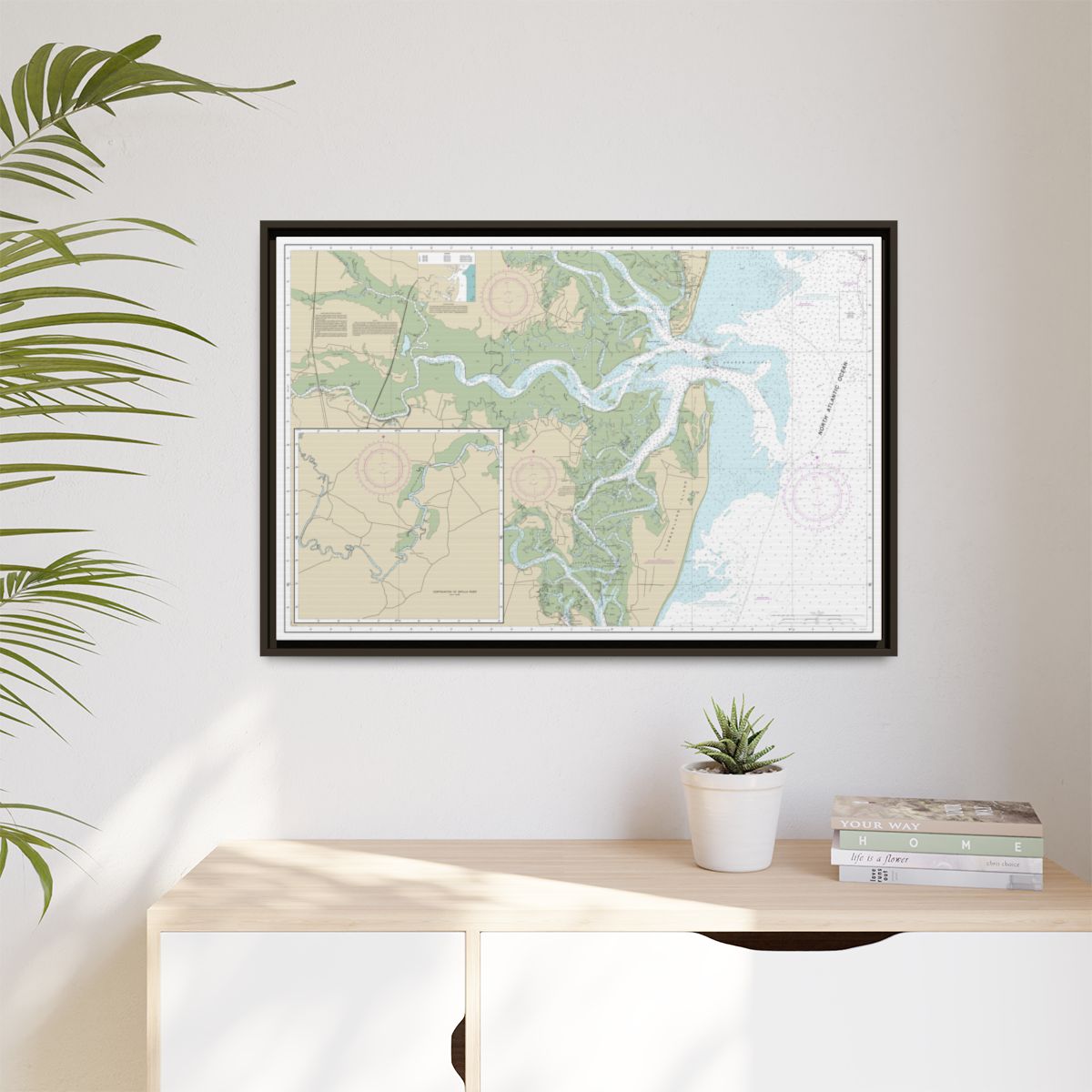 Chart 11504 St. Andrew Sound and Satilla River - NOAA Nautical Chart Floating Frame Canvas | 30" x 20" | 36" x 24" | 48" x 32" - Espresso context-1