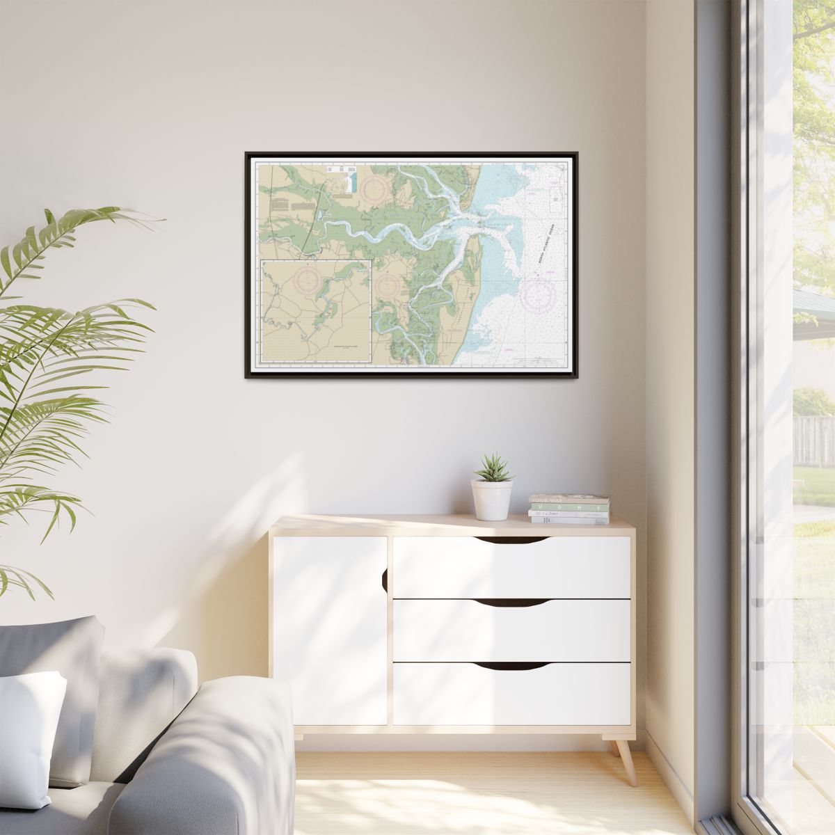 Chart 11504 St. Andrew Sound and Satilla River - NOAA Nautical Chart Floating Frame Canvas | 30" x 20" | 36" x 24" | 48" x 32" - Espresso context-1