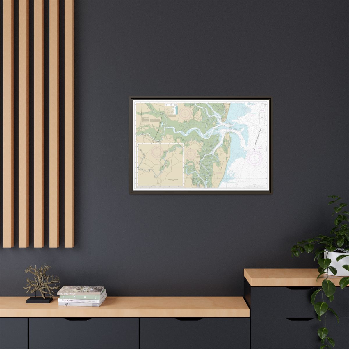 Chart 11504 St. Andrew Sound and Satilla River - NOAA Nautical Chart Floating Frame Canvas | 30" x 20" | 36" x 24" | 48" x 32" - Espresso context-2