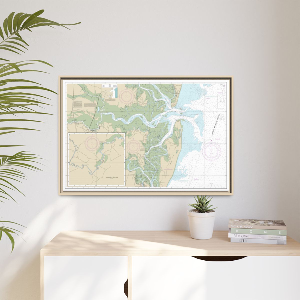 Chart 11504 St. Andrew Sound and Satilla River - NOAA Nautical Chart Floating Frame Canvas | 30" x 20" | 36" x 24" | 48" x 32" - Natural context-1