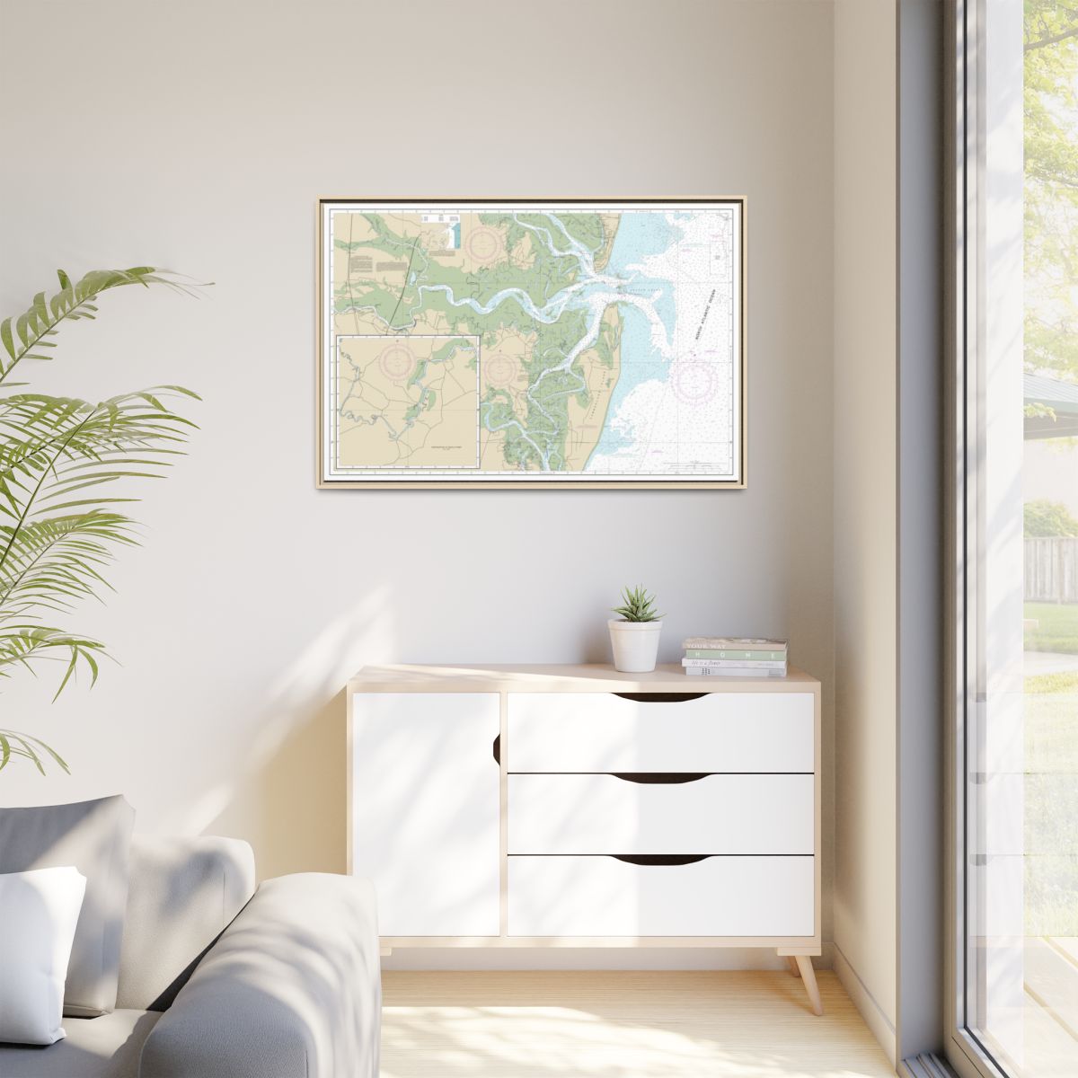 Chart 11504 St. Andrew Sound and Satilla River - NOAA Nautical Chart Floating Frame Canvas | 30" x 20" | 36" x 24" | 48" x 32" - Natural context-1
