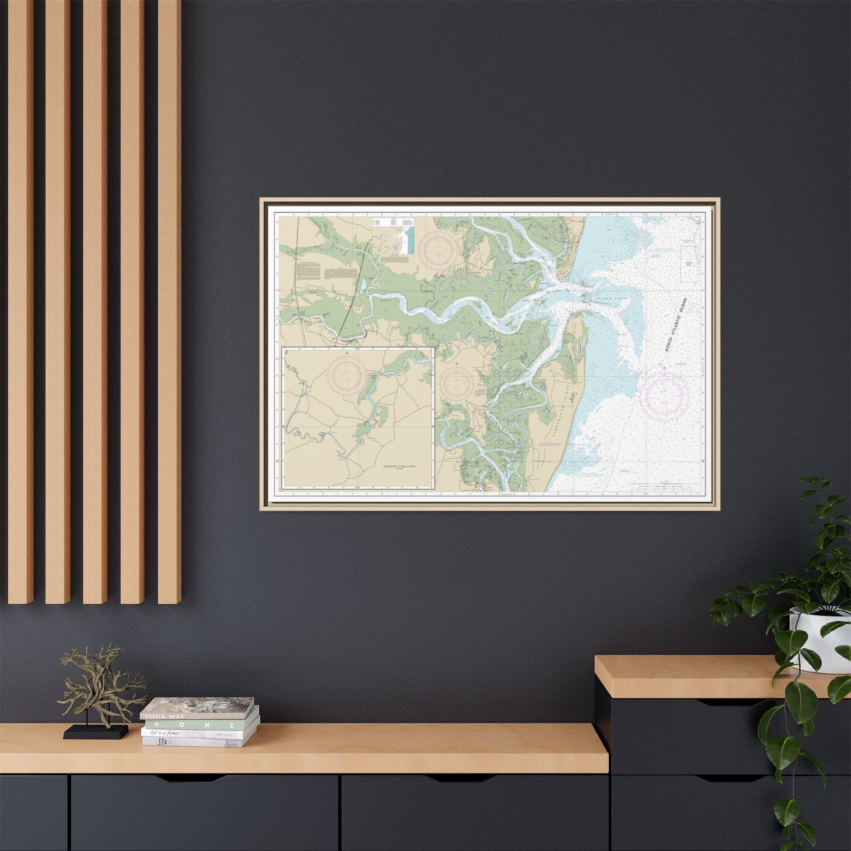 Chart 11504 St. Andrew Sound and Satilla River - NOAA Nautical Chart Floating Frame Canvas | 30" x 20" | 36" x 24" | 48" x 32" - Natural context-2
