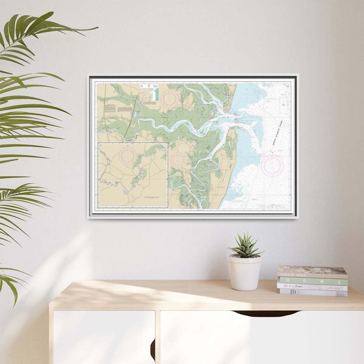 Chart 11504 St. Andrew Sound and Satilla River - NOAA Nautical Chart Floating Frame Canvas | 30" x 20" | 36" x 24" | 48" x 32" - White context-1