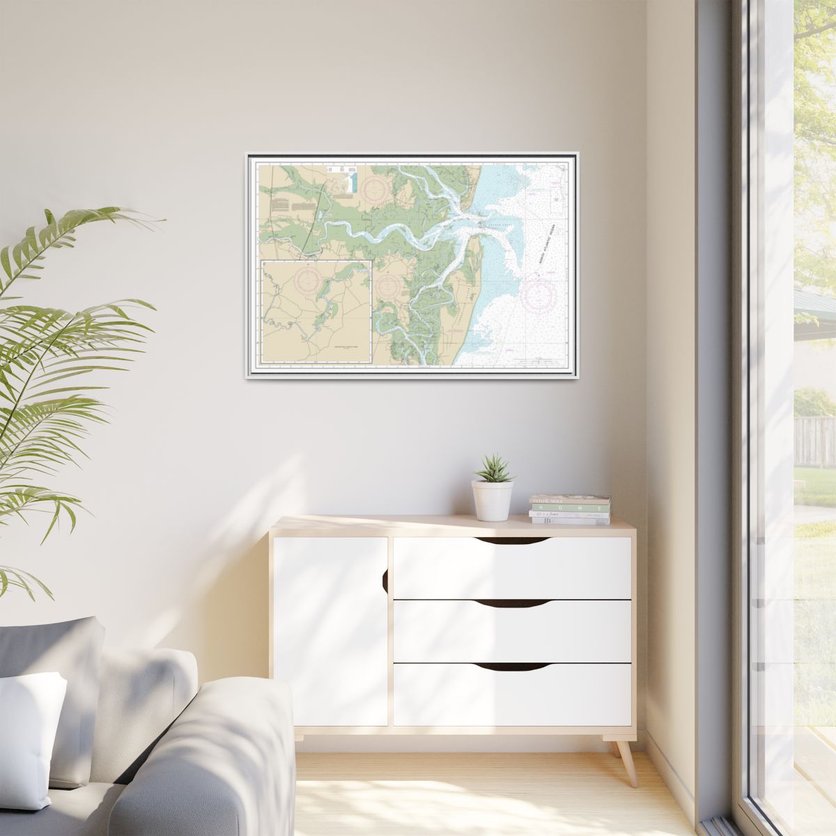 Chart 11504 St. Andrew Sound and Satilla River - NOAA Nautical Chart Floating Frame Canvas | 30" x 20" | 36" x 24" | 48" x 32" - White context-1
