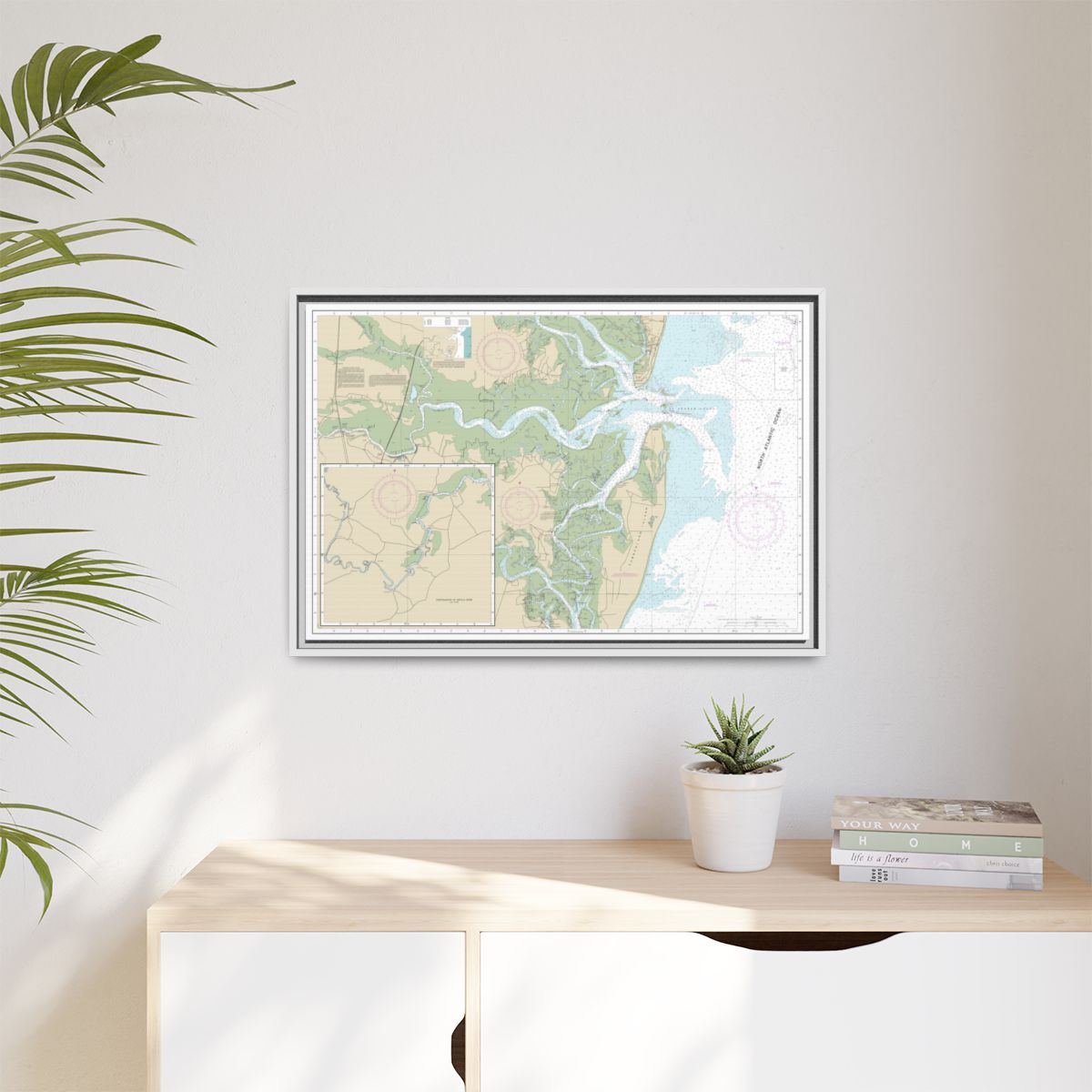 Chart 11504 St. Andrew Sound and Satilla River - NOAA Nautical Chart Floating Frame Canvas | 30" x 20" | 36" x 24" | 48" x 32" - White context-1