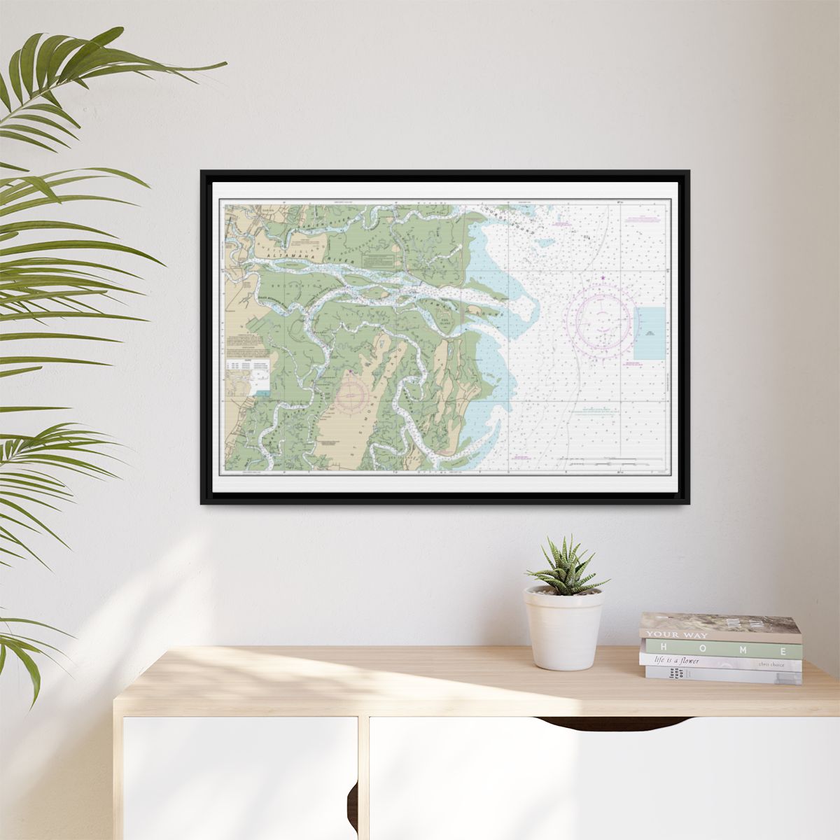 Chart 11508 Altamaha Sound - NOAA Nautical Chart Floating Frame Canvas | 30" x 20" | 36" x 24" | 48" x 32" - Black context-1