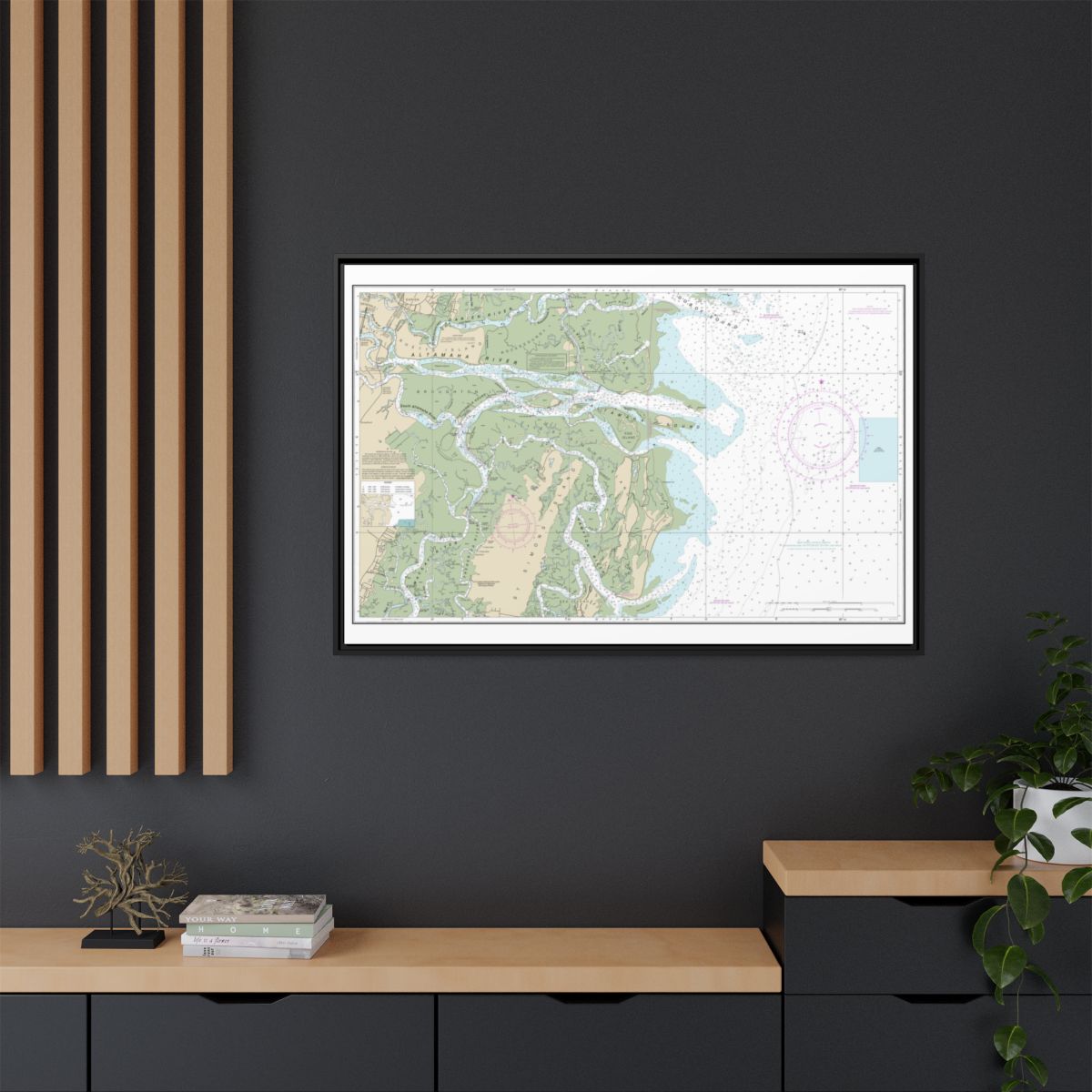 Chart 11508 Altamaha Sound - NOAA Nautical Chart Floating Frame Canvas | 30" x 20" | 36" x 24" | 48" x 32" - Black context-2
