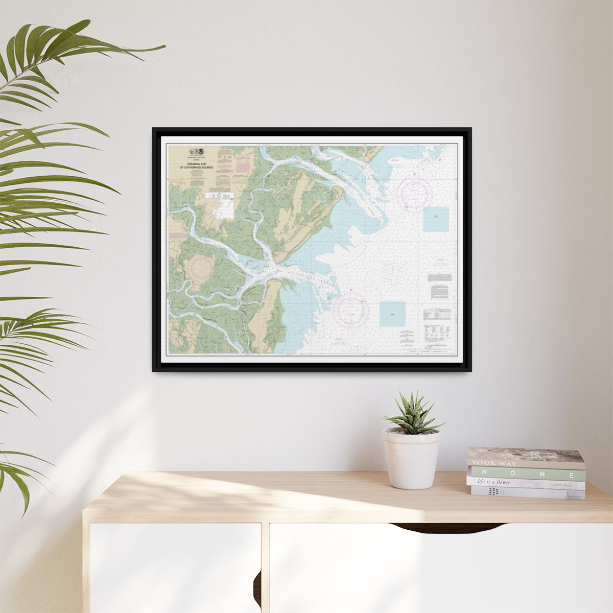 Chart 11511 Ossabaw and St. Catherines Sounds - NOAA Nautical Chart Floating Frame Canvas | 32" x 24" | 40" x 30" - Black context-1