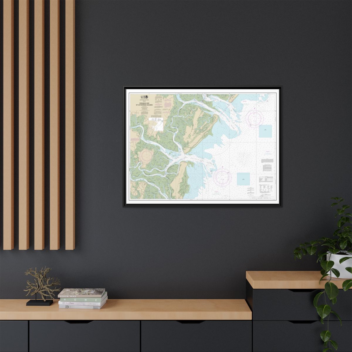 Chart 11511 Ossabaw and St. Catherines Sounds - NOAA Nautical Chart Floating Frame Canvas | 32" x 24" | 40" x 30" - Black context-2