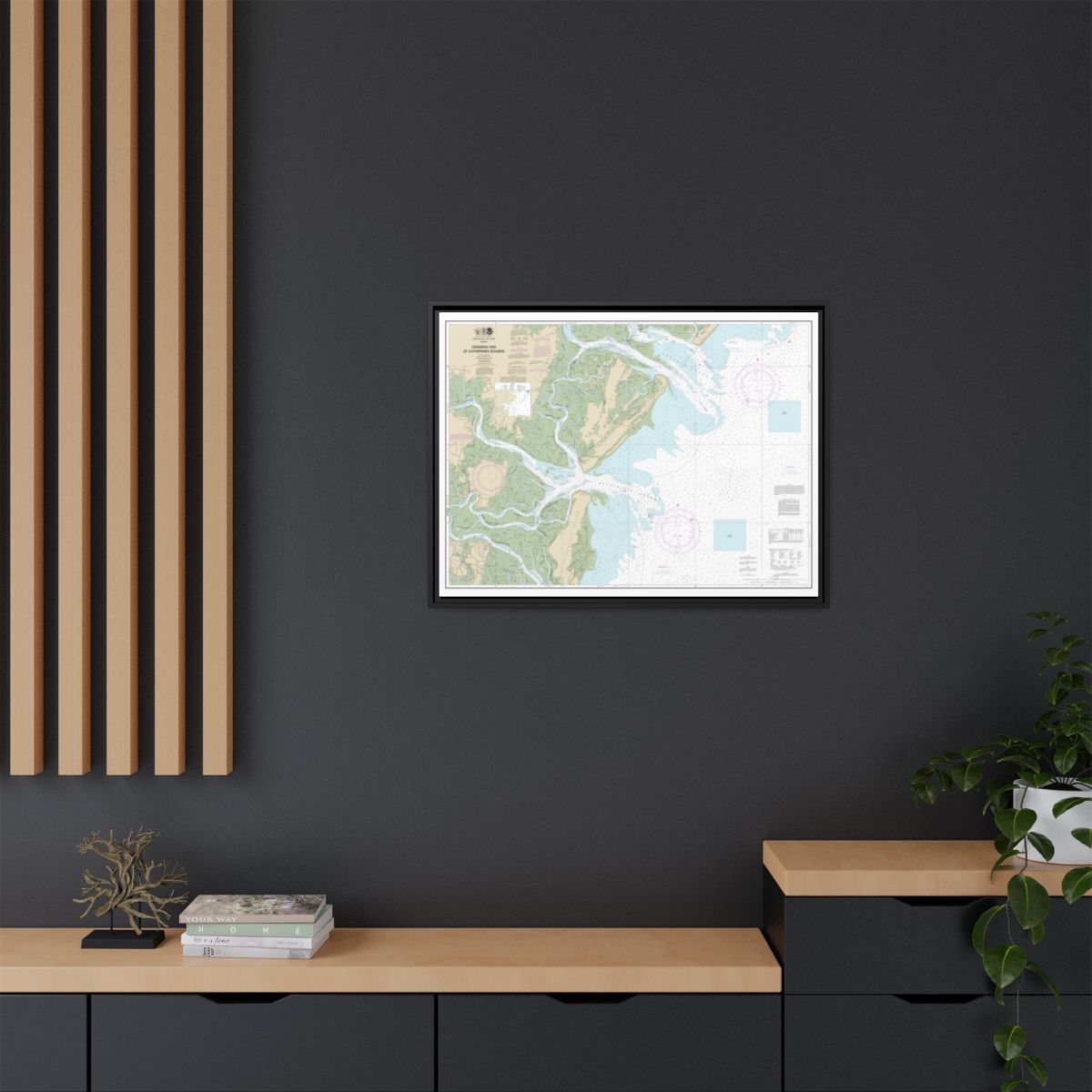 Chart 11511 Ossabaw and St. Catherines Sounds - NOAA Nautical Chart Floating Frame Canvas | 32" x 24" | 40" x 30" - Black context-2