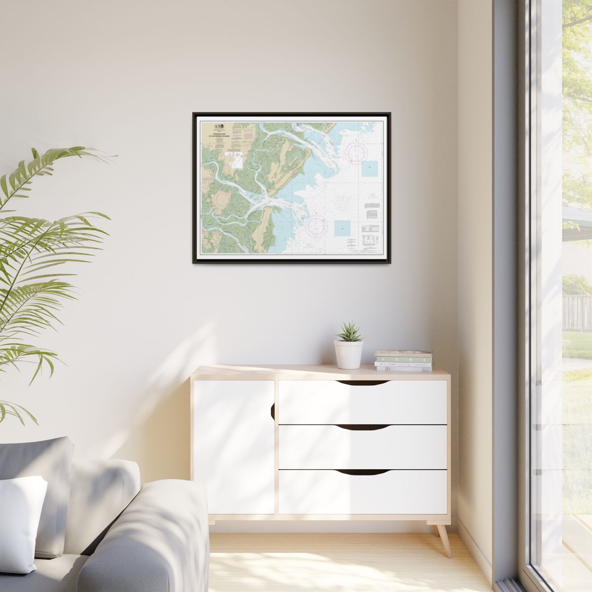 Chart 11511 Ossabaw and St. Catherines Sounds - NOAA Nautical Chart Floating Frame Canvas | 32" x 24" | 40" x 30" - Espresso context-1