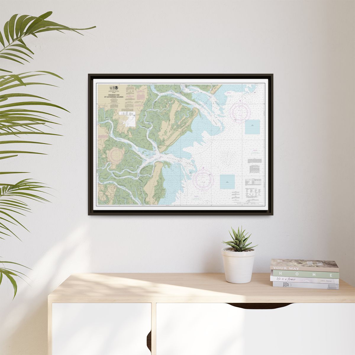 Chart 11511 Ossabaw and St. Catherines Sounds - NOAA Nautical Chart Floating Frame Canvas | 32" x 24" | 40" x 30" - Espresso context-1