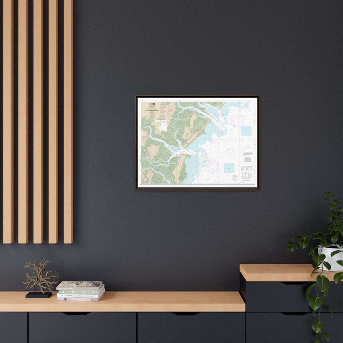 Chart 11511 Ossabaw and St. Catherines Sounds - NOAA Nautical Chart Floating Frame Canvas | 32" x 24" | 40" x 30" - Espresso context-2