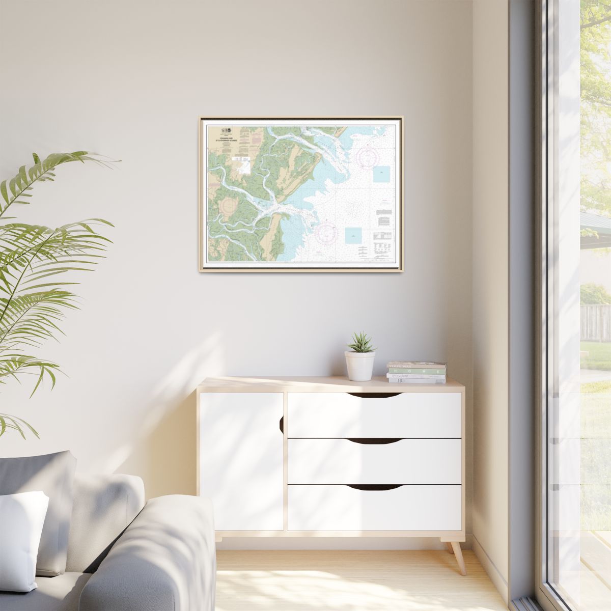 Chart 11511 Ossabaw and St. Catherines Sounds - NOAA Nautical Chart Floating Frame Canvas | 32" x 24" | 40" x 30" - Natural context-1