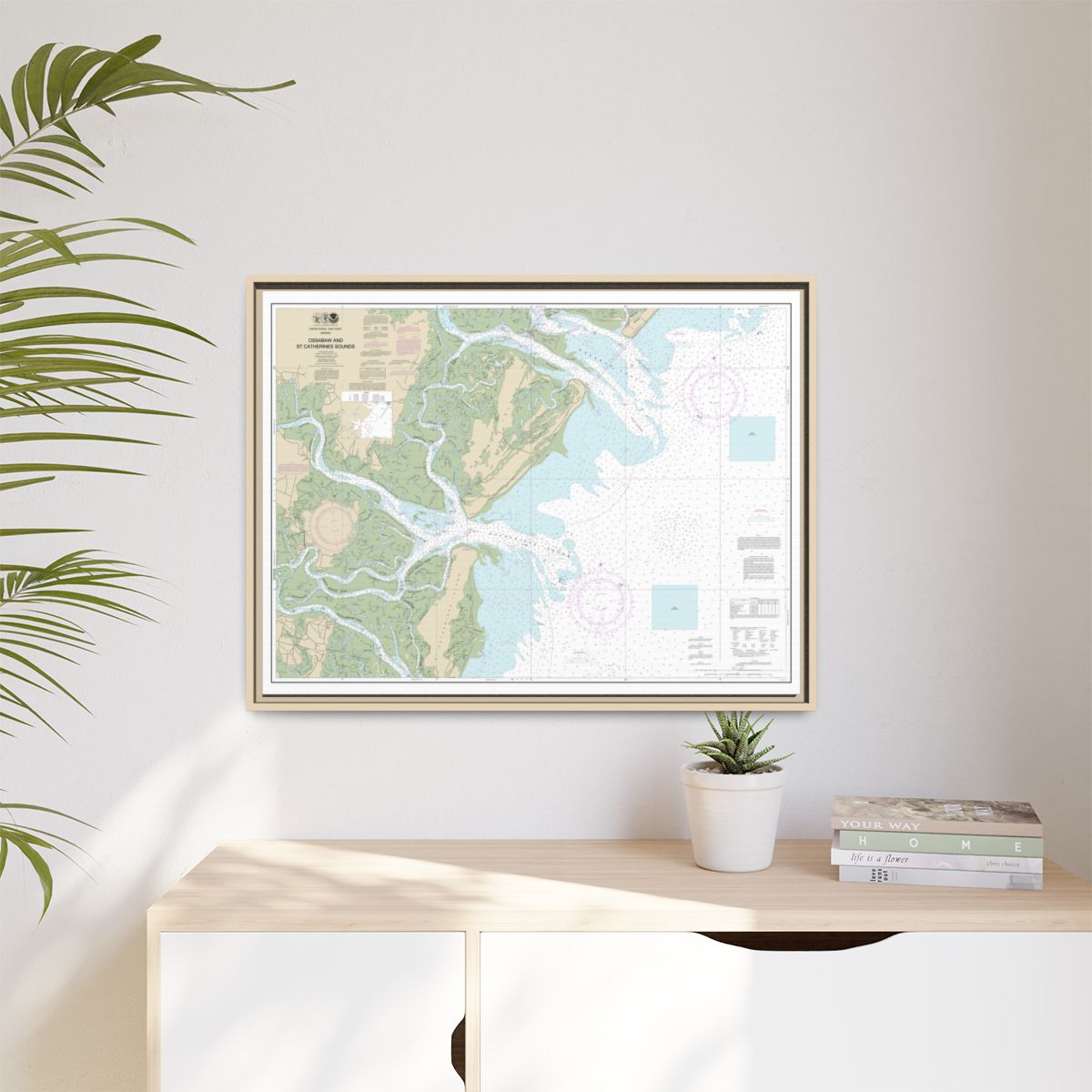 Chart 11511 Ossabaw and St. Catherines Sounds - NOAA Nautical Chart Floating Frame Canvas | 32" x 24" | 40" x 30" - Natural context-1