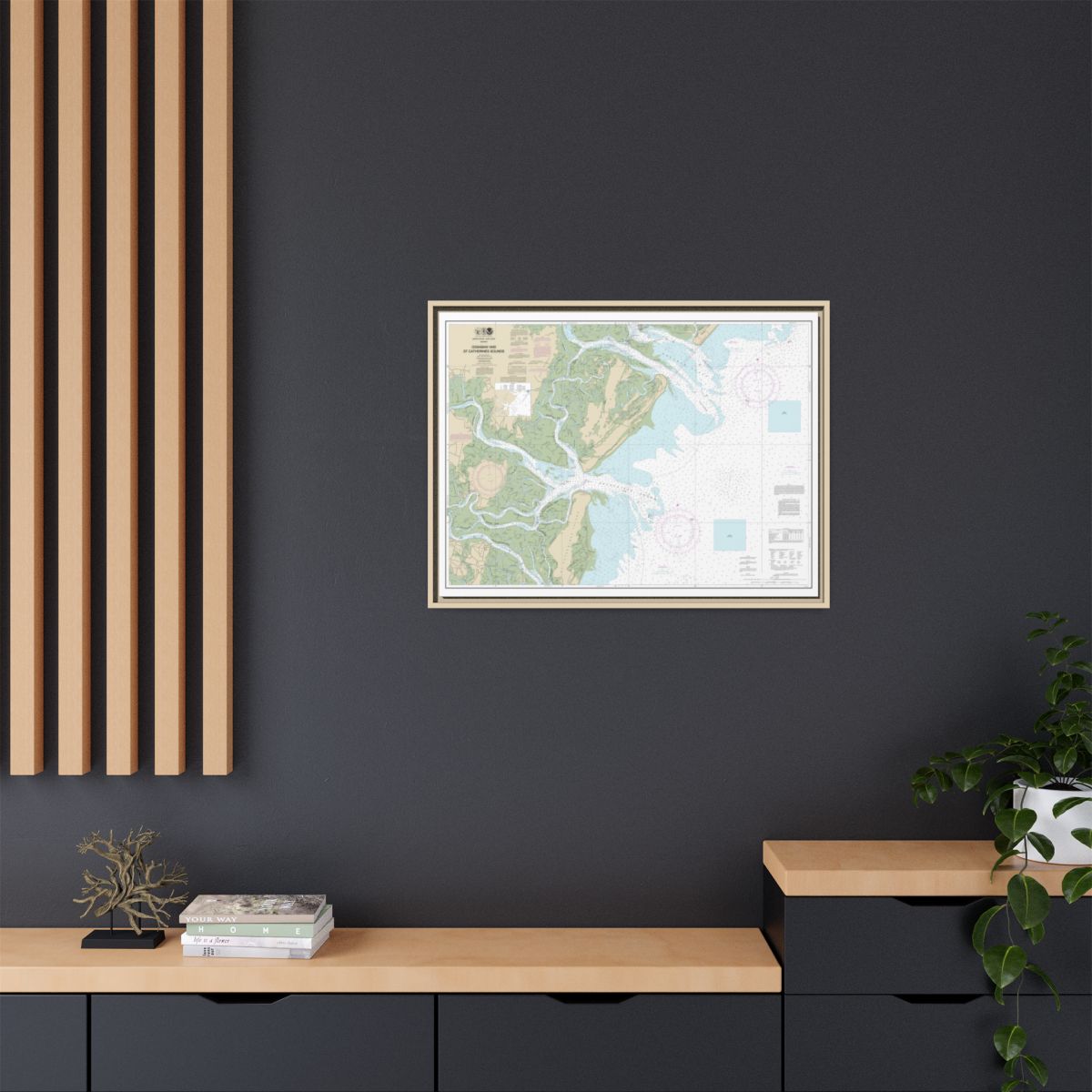Chart 11511 Ossabaw and St. Catherines Sounds - NOAA Nautical Chart Floating Frame Canvas | 32" x 24" | 40" x 30" - Natural context-2