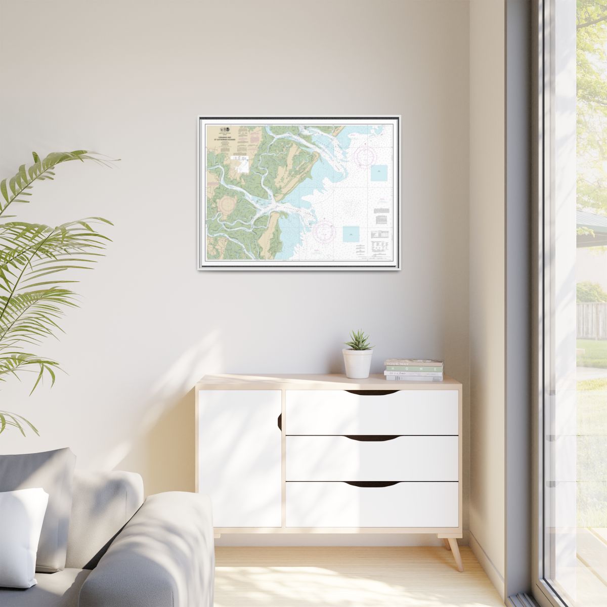 Chart 11511 Ossabaw and St. Catherines Sounds - NOAA Nautical Chart Floating Frame Canvas | 32" x 24" | 40" x 30" - White context-1