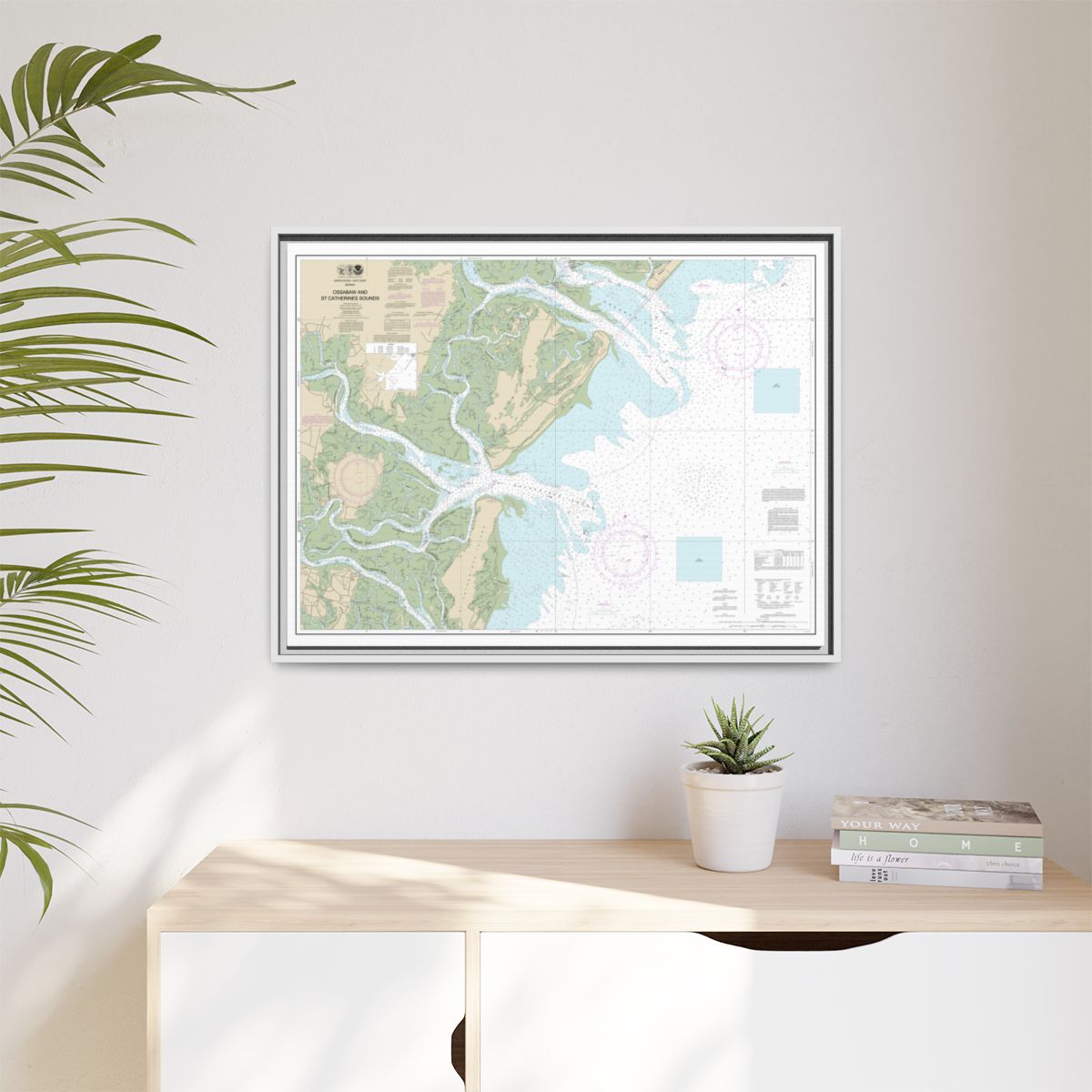 Chart 11511 Ossabaw and St. Catherines Sounds - NOAA Nautical Chart Floating Frame Canvas | 32" x 24" | 40" x 30" - White context-1