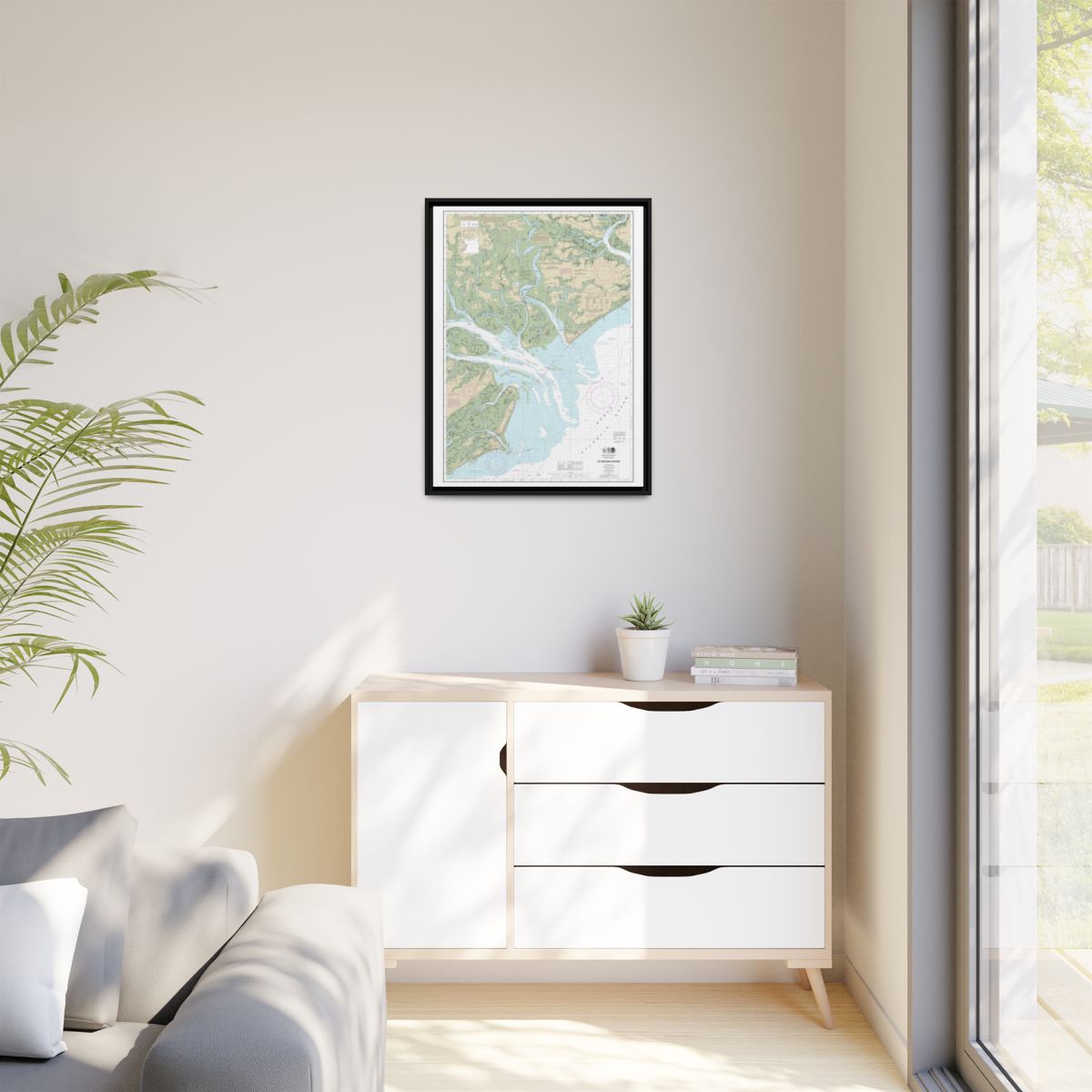 Chart 11517 St. Helena Sound - NOAA Nautical Chart Floating Frame Canvas | 24" x 32" | 30" x 40" - Black context-1