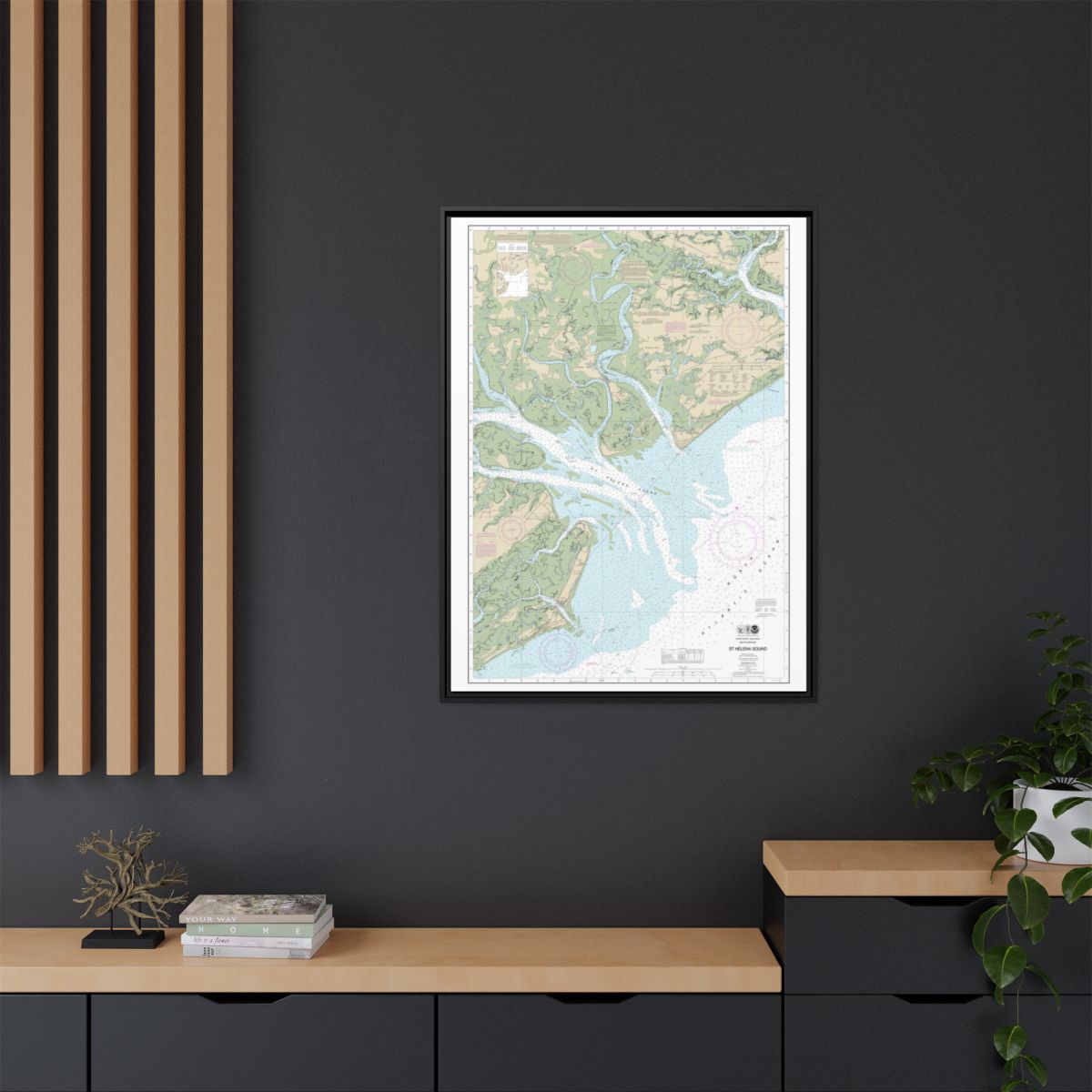 Chart 11517 St. Helena Sound - NOAA Nautical Chart Floating Frame Canvas | 24" x 32" | 30" x 40" - Black context-2