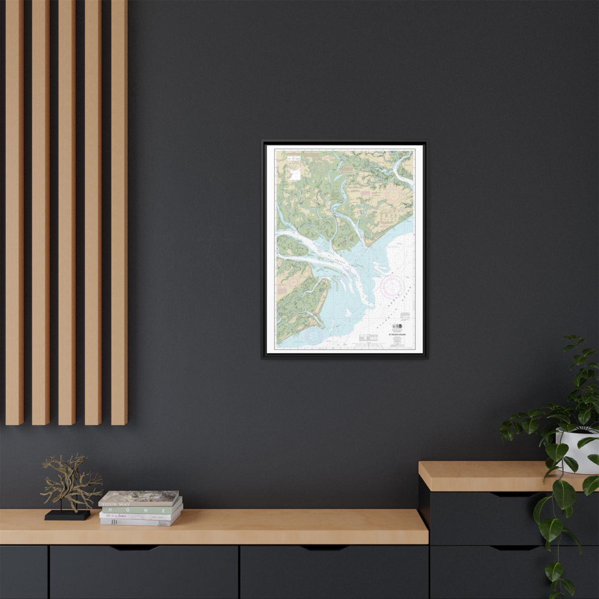 Chart 11517 St. Helena Sound - NOAA Nautical Chart Floating Frame Canvas | 24" x 32" | 30" x 40" - Black context-2