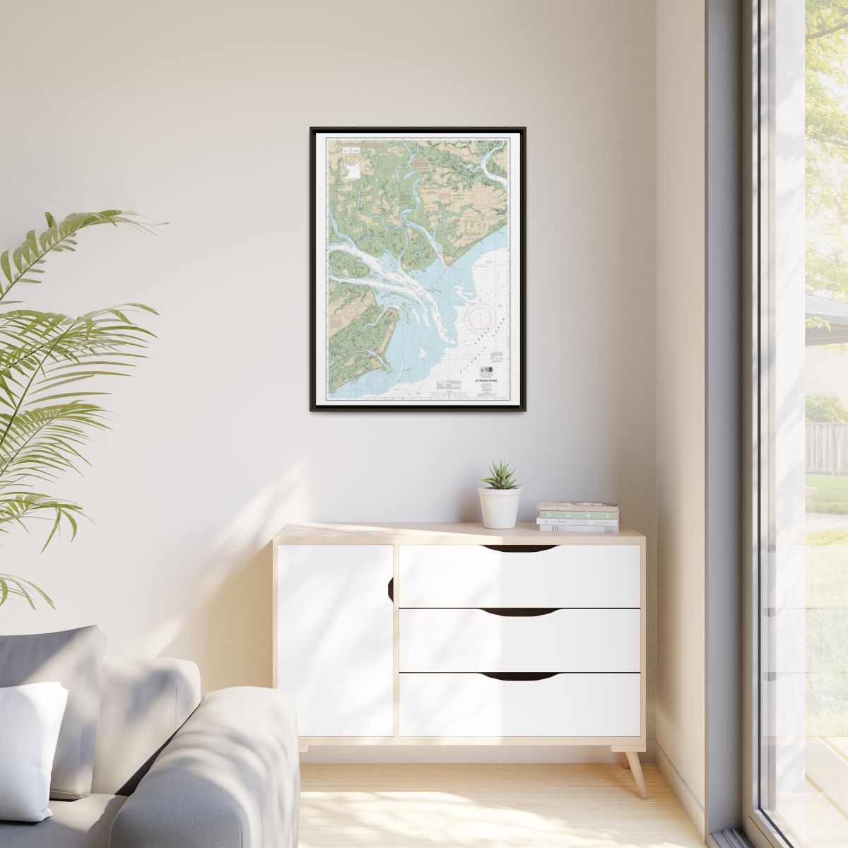 Chart 11517 St. Helena Sound - NOAA Nautical Chart Floating Frame Canvas | 24" x 32" | 30" x 40" - Espresso context-1