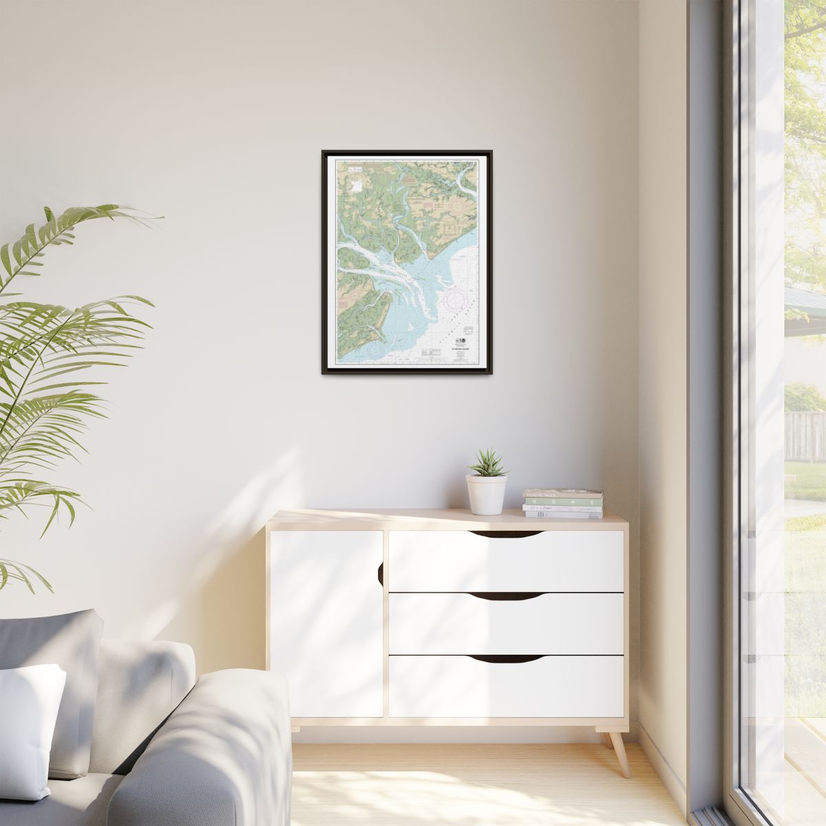 Chart 11517 St. Helena Sound - NOAA Nautical Chart Floating Frame Canvas | 24" x 32" | 30" x 40" - Espresso context-1