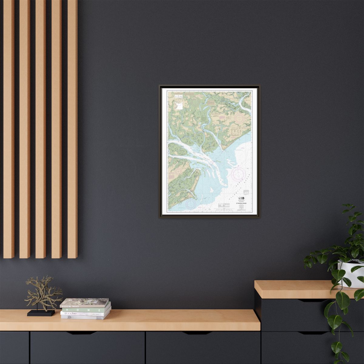 Chart 11517 St. Helena Sound - NOAA Nautical Chart Floating Frame Canvas | 24" x 32" | 30" x 40" - Espresso context-2
