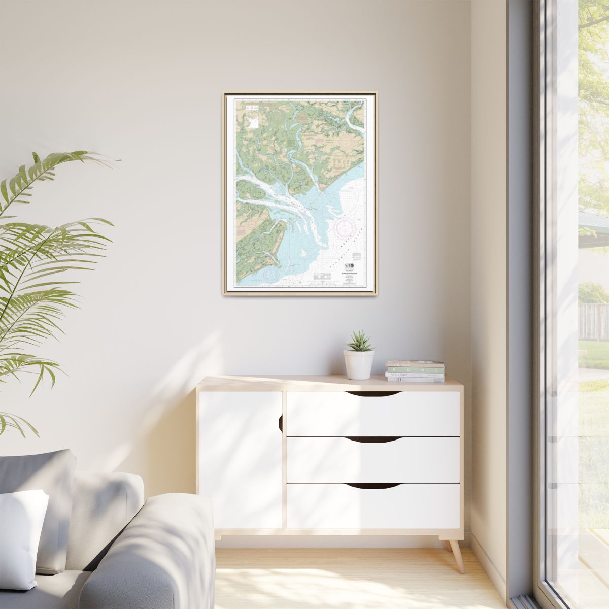 Chart 11517 St. Helena Sound - NOAA Nautical Chart Floating Frame Canvas | 24" x 32" | 30" x 40" - Natural context-1