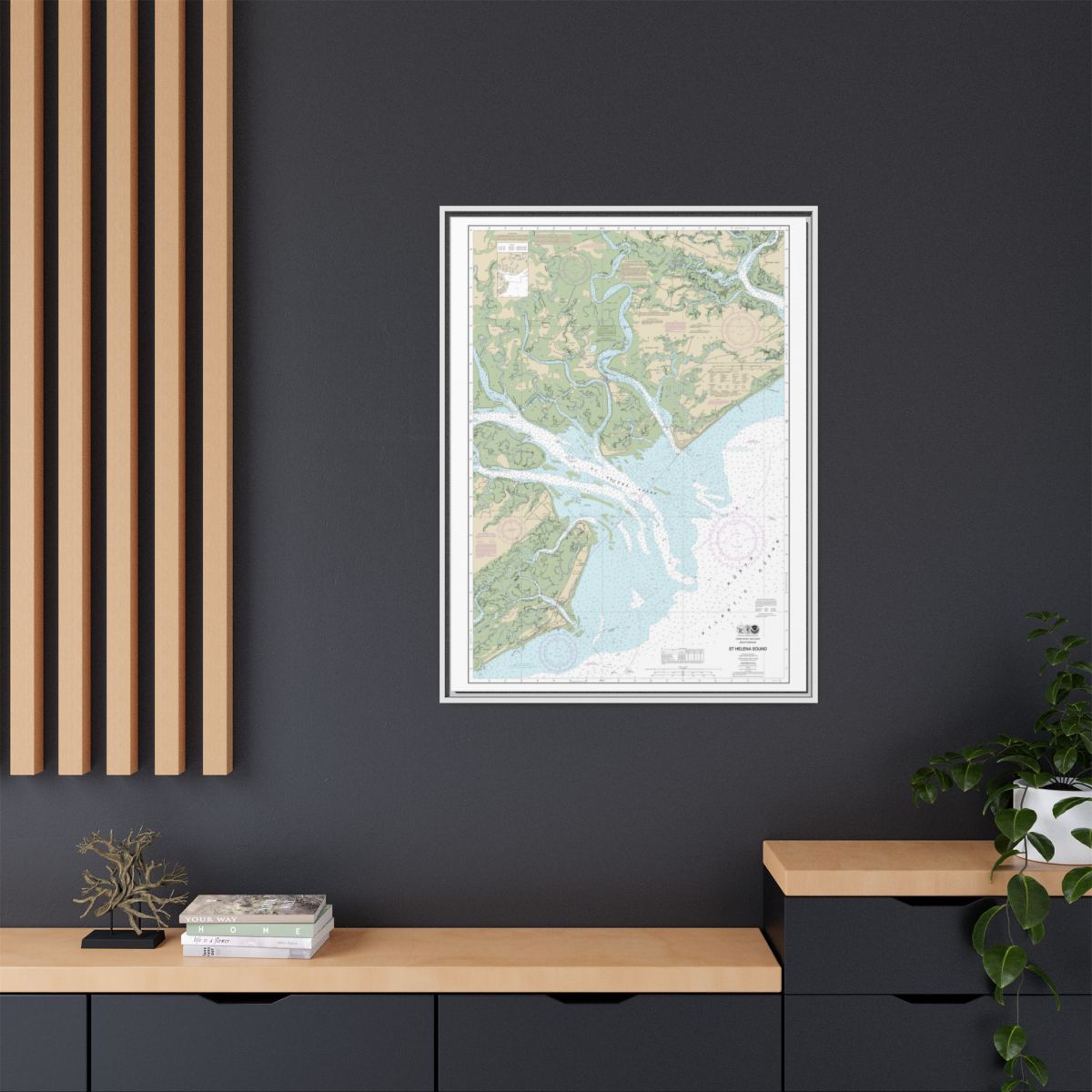Chart 11517 St. Helena Sound - NOAA Nautical Chart Floating Frame Canvas | 24" x 32" | 30" x 40" - White context-2