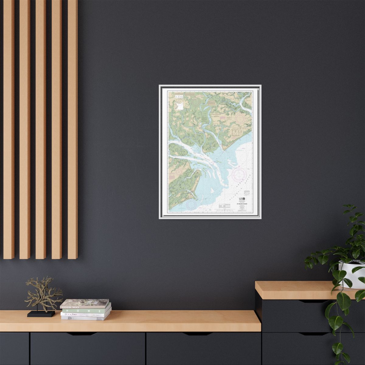 Chart 11517 St. Helena Sound - NOAA Nautical Chart Floating Frame Canvas | 24" x 32" | 30" x 40" - White context-2
