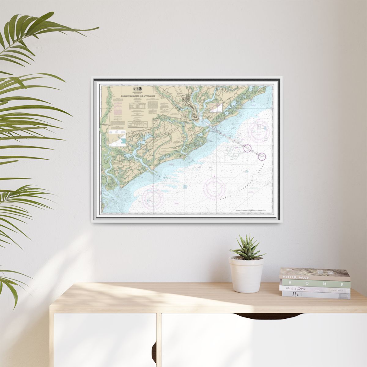 Chart 11521 Charleston Harbor and Approaches - NOAA Nautical Chart Floating Frame Canvas | 32" x 24" | 40" x 30" - White context-1