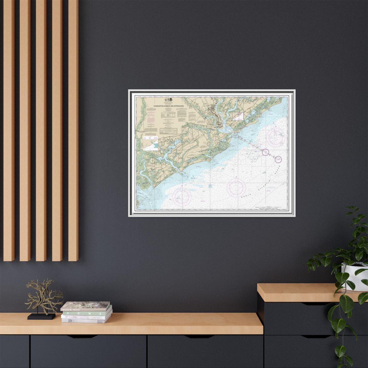 Chart 11521 Charleston Harbor and Approaches - NOAA Nautical Chart Floating Frame Canvas | 32" x 24" | 40" x 30" - White context-2